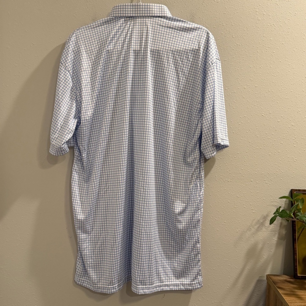 Collars and Co NWT Size XL Thin Blue Check Dress Collar Polo Performance Stretch - Picture 2 of 6